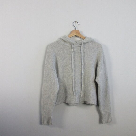 Aritzia The Group Babaton Luxe Cashmere Hoodie Women S Light Gray Crop Knit 424 - Picture 1 of 9